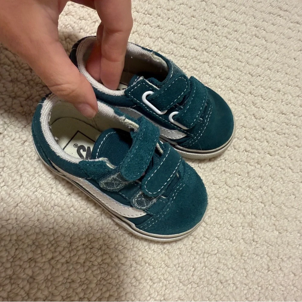 Kids Teal Velcro Sneakers - Vans